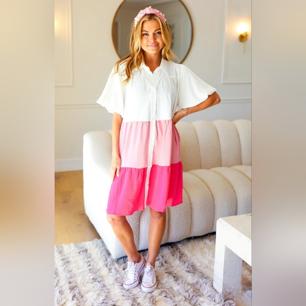 Color Block Buttoned Down Dress